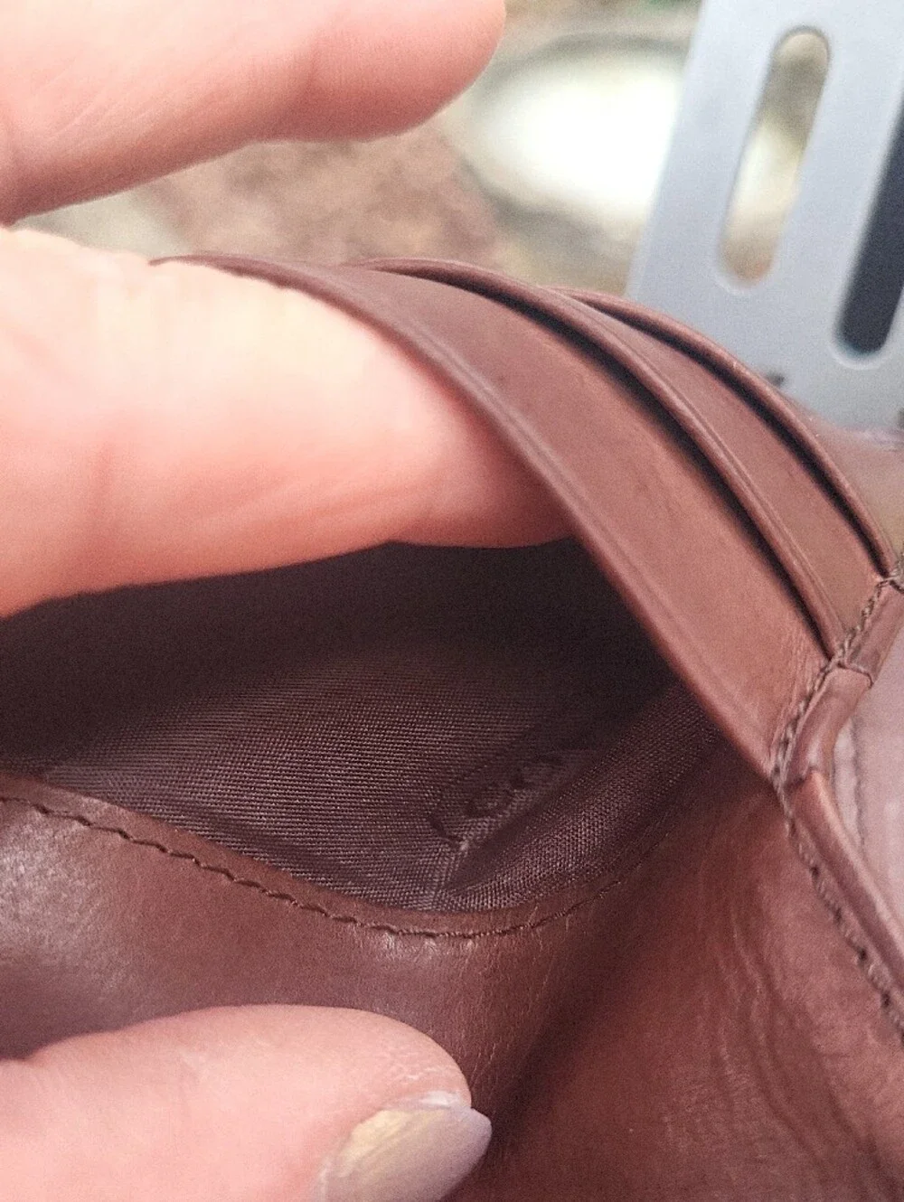 Coach  Dark Brown Leather Zip Card Wallet